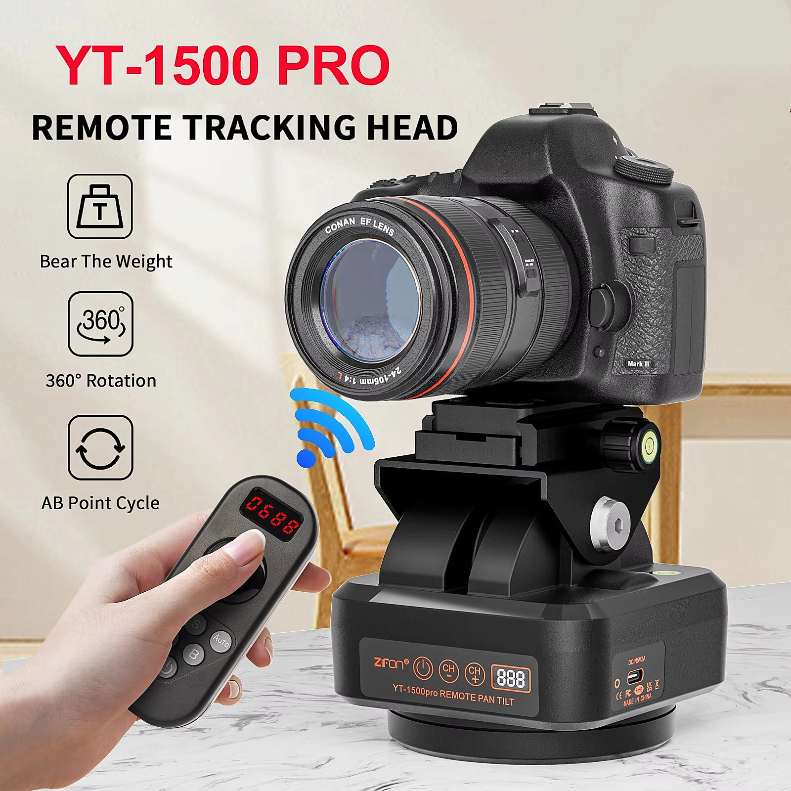 ZIFON YT-1500 Pro Camera Phone Motorized Rotating Pan Tilt Head Remote Control