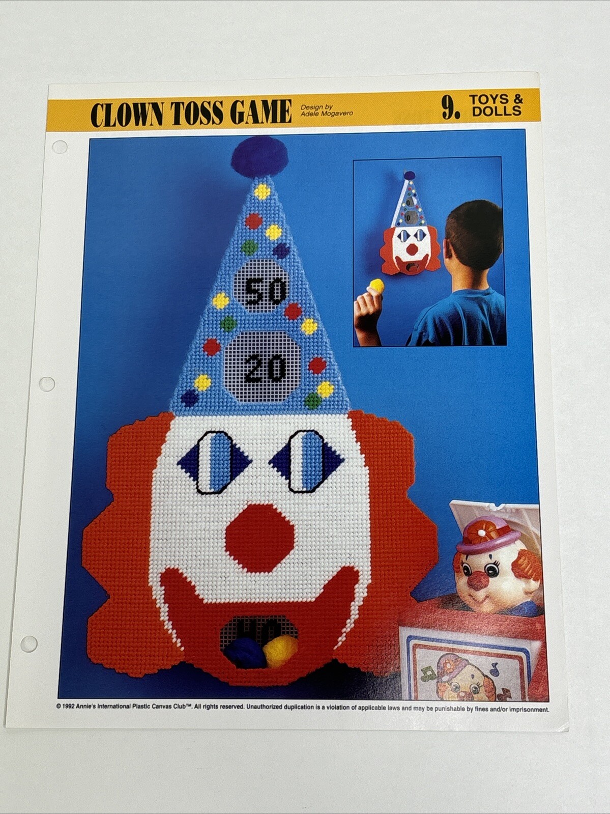 Clown Toss Game Annie's Attic Plastic Canvas Pattern Page