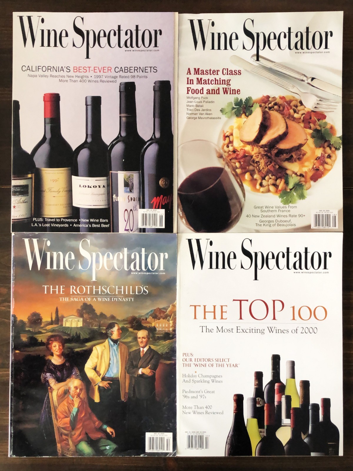 2000 Wine Spectator Magazine - Lot of 4 (Nov 15, Nov 30, Dec 15, Dec 31)