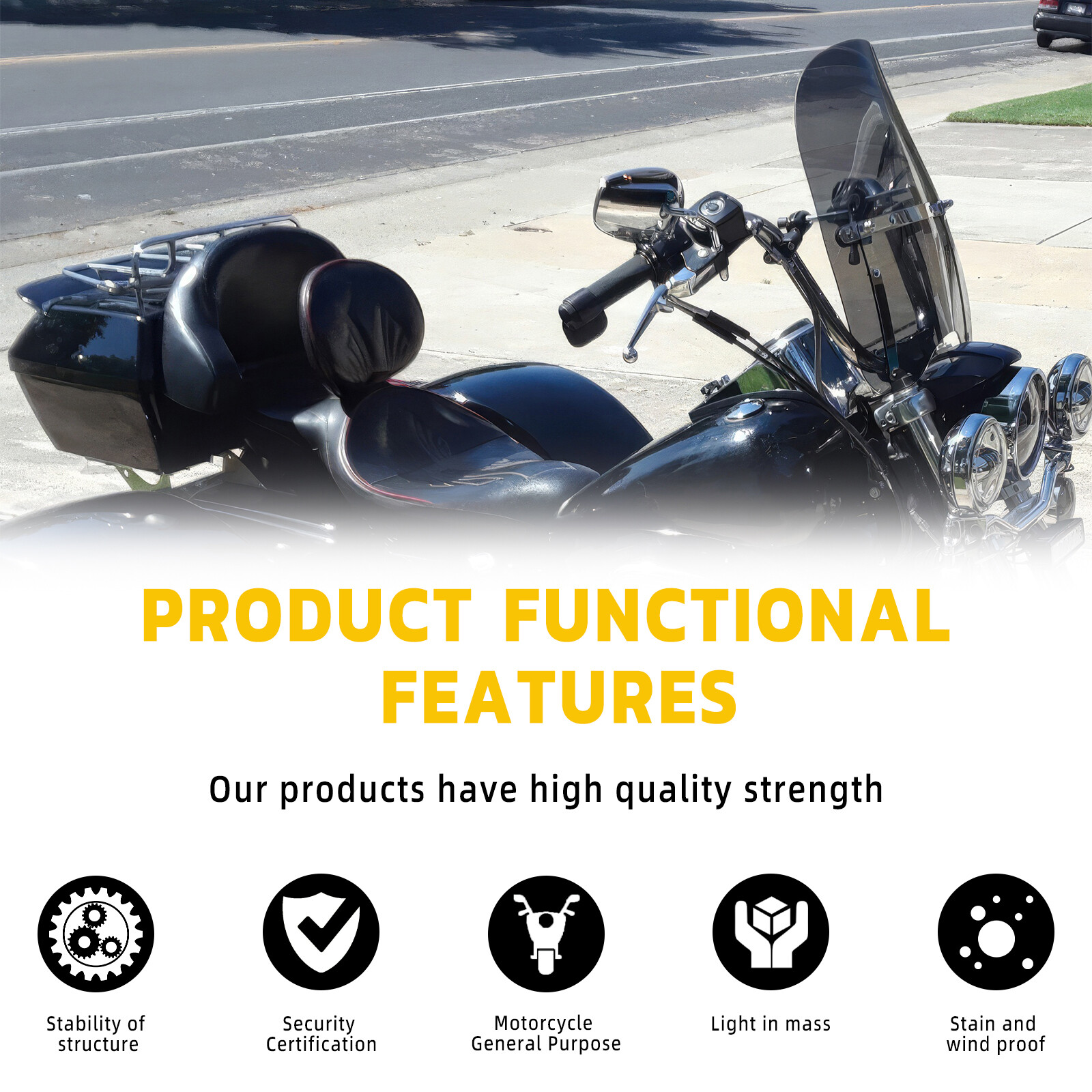 For Scooter E-bike 18"x16" Large Smoke Windshield Windscreen7/8'' 1'' Handlebar