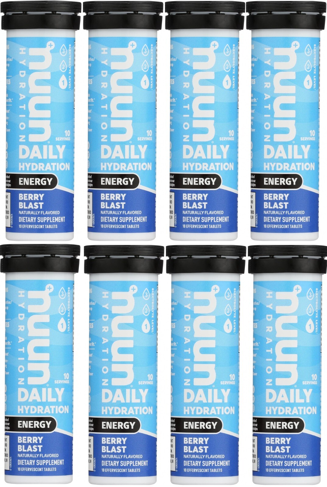 Nuun, Daily Hydration, Energy, Berry Blast 10 tablets, Pack of 8, EXP 06/27