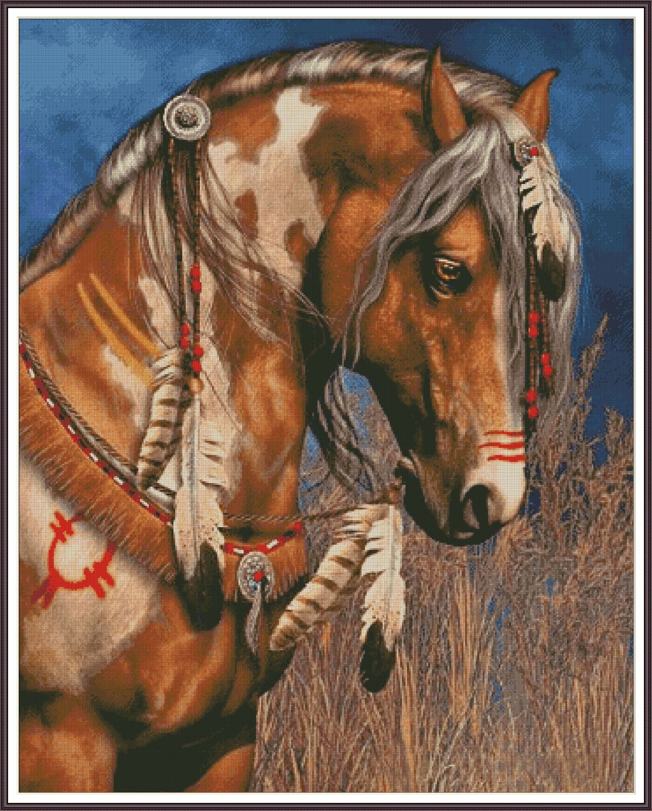 INDIAN HORSE 565 - Chart Counted Cross Stitch Pattern Needlework Xstitch