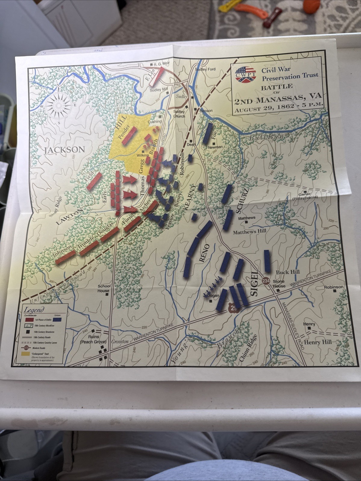 CWPT Civil War Preservation Trust Battle Of 2nd Manassas, BA Map Aug 29, 1862-5p