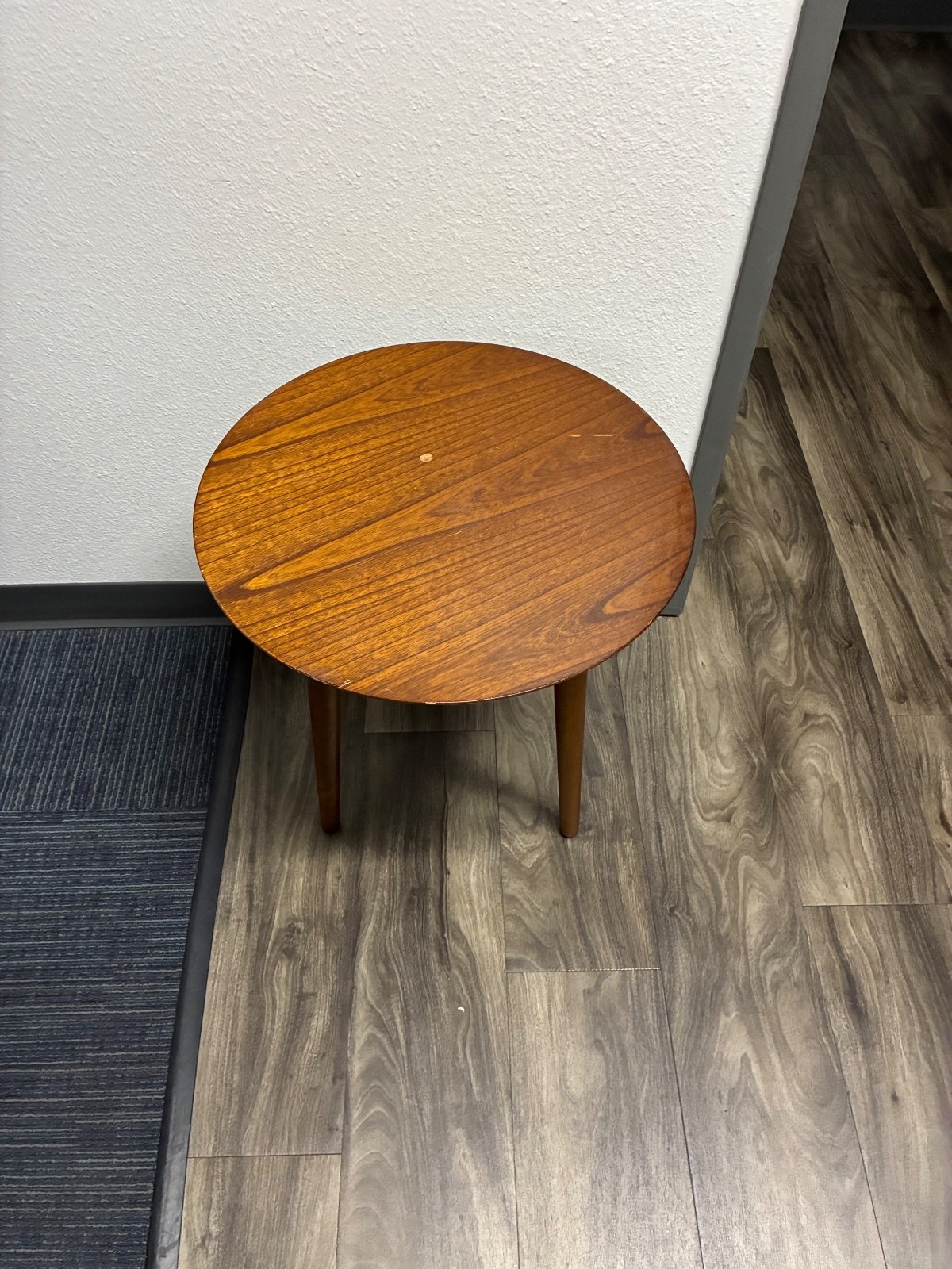 Mid-Century Modern Round Wooden Side Table