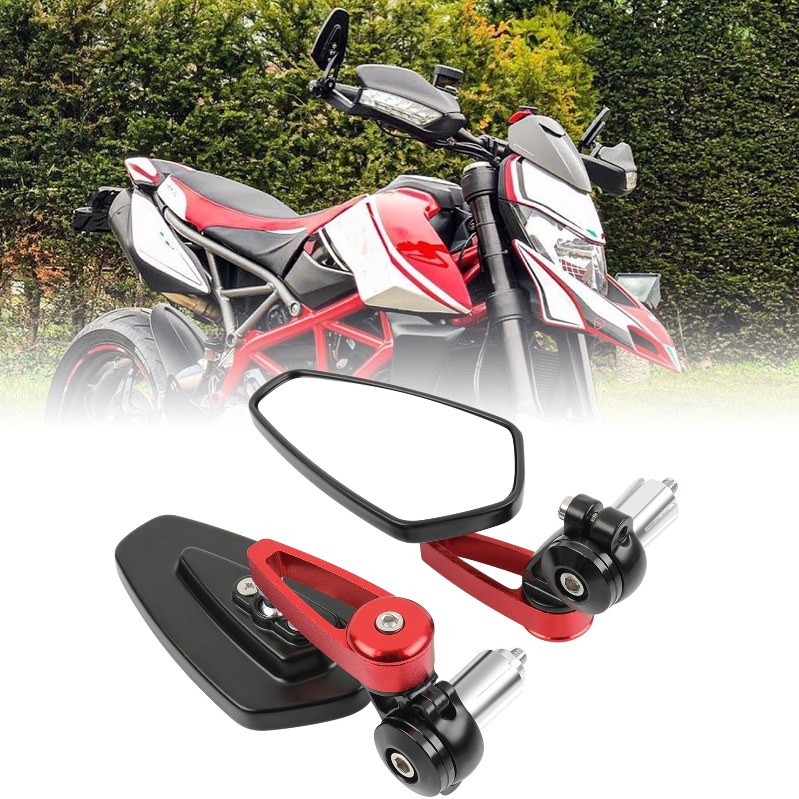 Motorcycle 7/8" Handle Bar End Side Mirrors For Ducati Hypermotard 950 939 1100