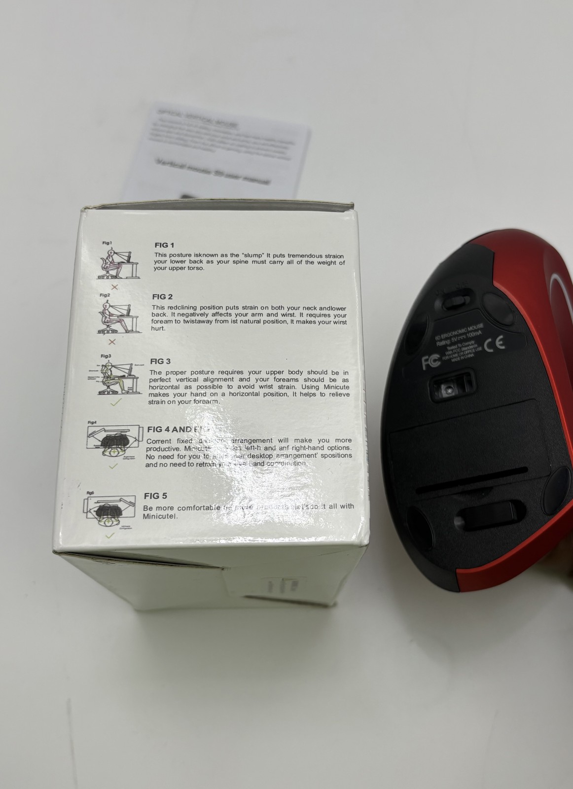 RED - GENERIC WIRELESS VERTICAL ERGONOMIC OPTICAL MOUSE