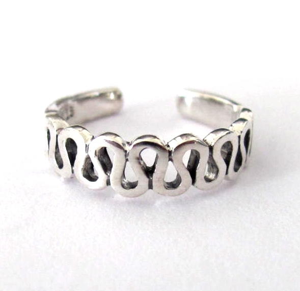 Sterling Silver filigree Wavy adjustable toe ring