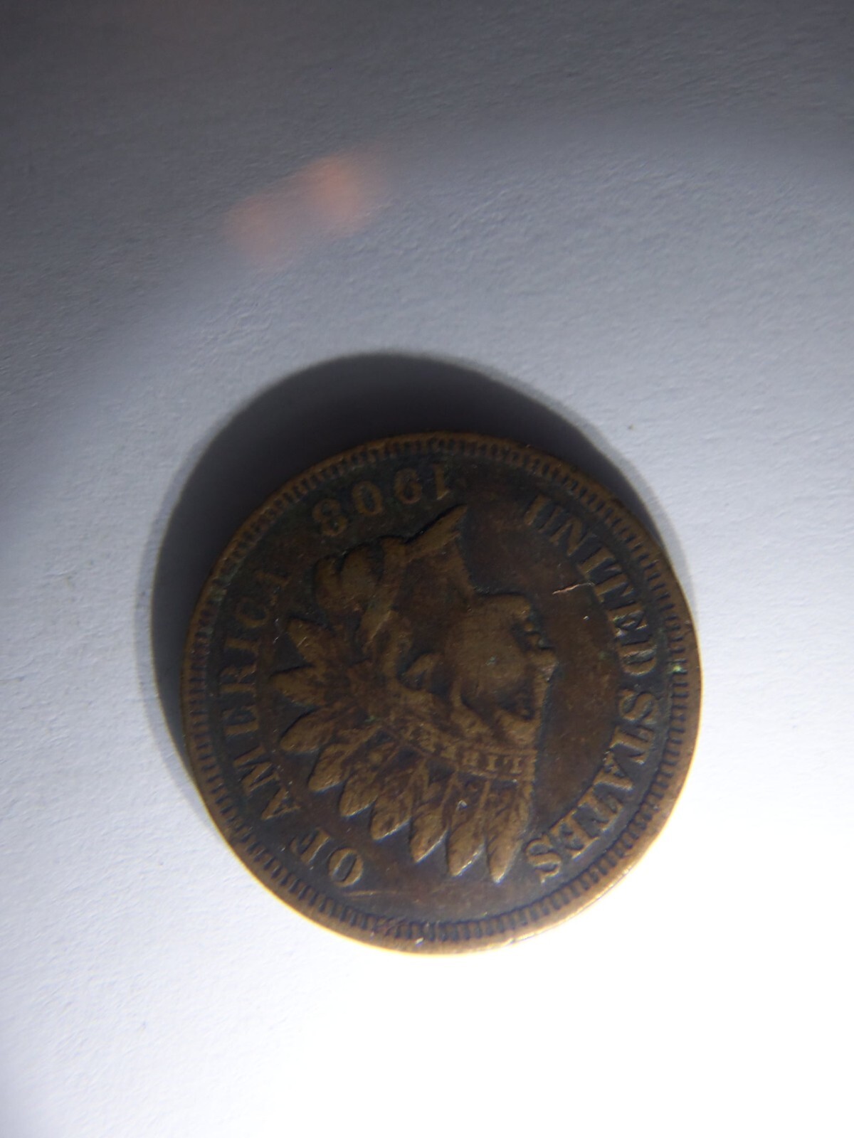A NICE 1908 INDIAN HEAD PENNY WITH FULL LIBERTY
