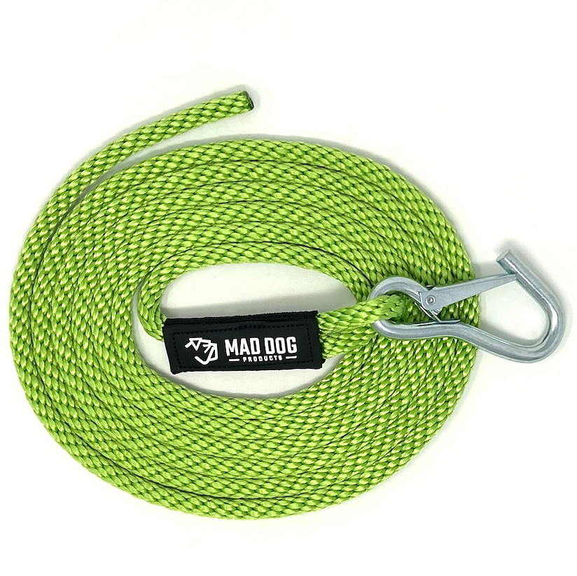 Mad Dog Products Fresh Water Launch Line w/Clip 3/8" x 25' Lime Solid Braid