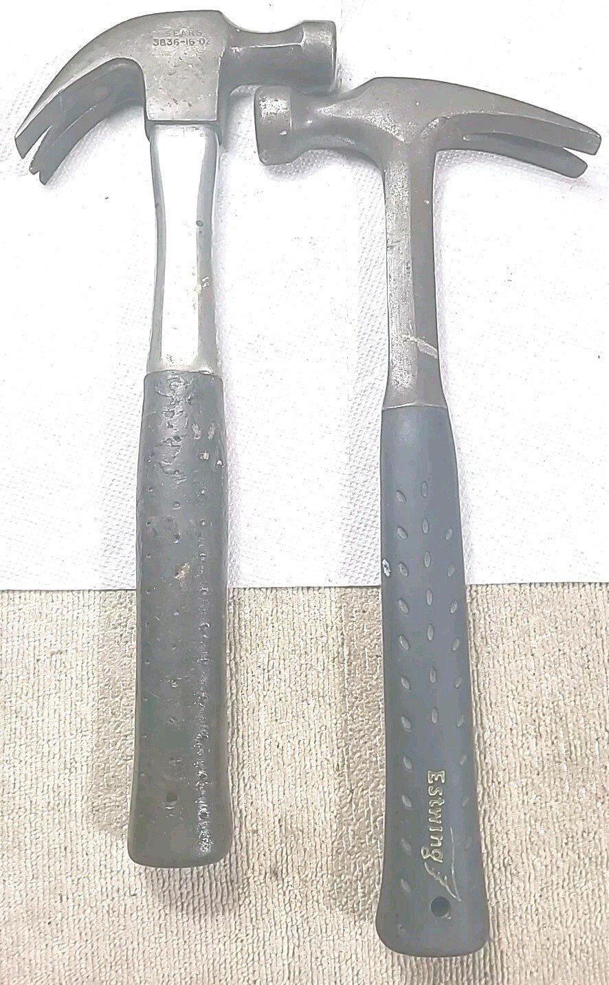 vintage Sears Craftsman #3836-16oz curve claw & Estwing 16S Rip hammer Tool Lot.