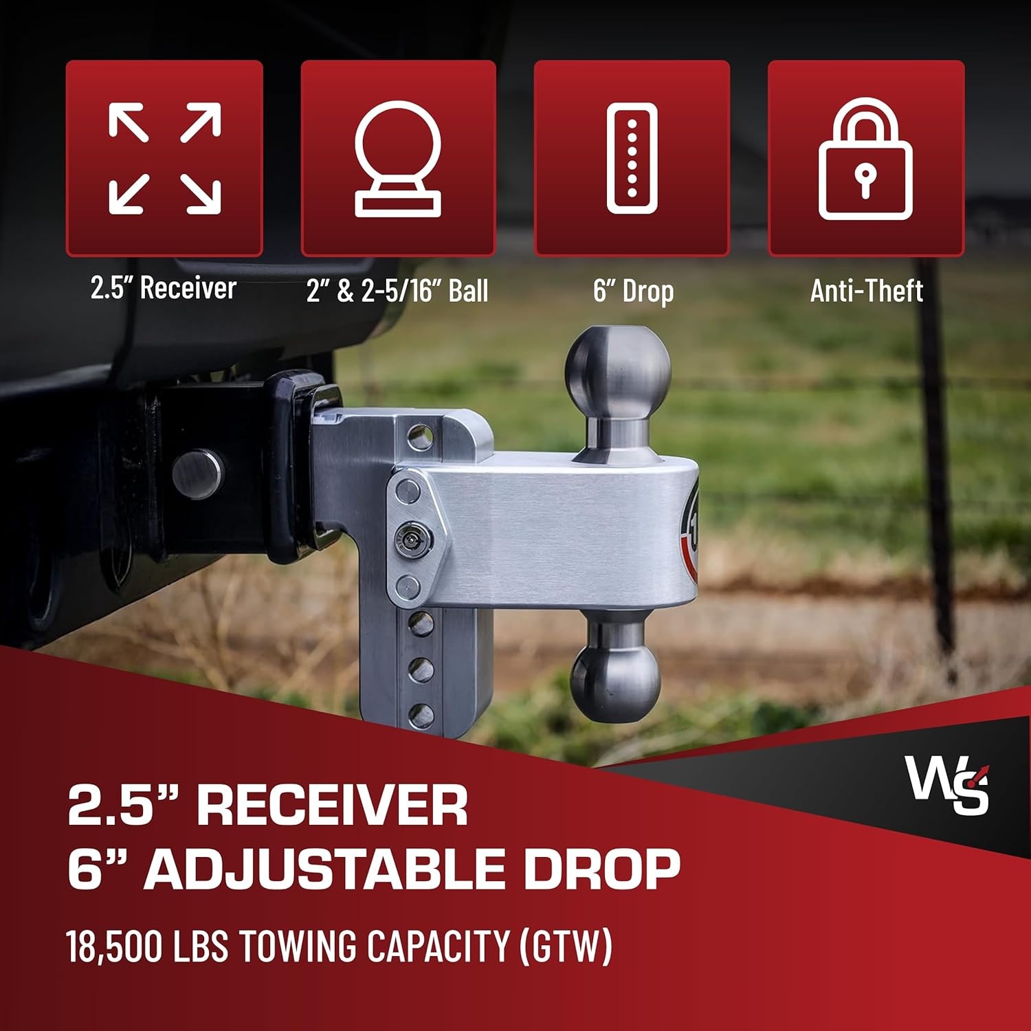 WeighSafe 180 HITCH LTB6-2.5 Adjustable 6" Drop Hitch 2.5" Receiver