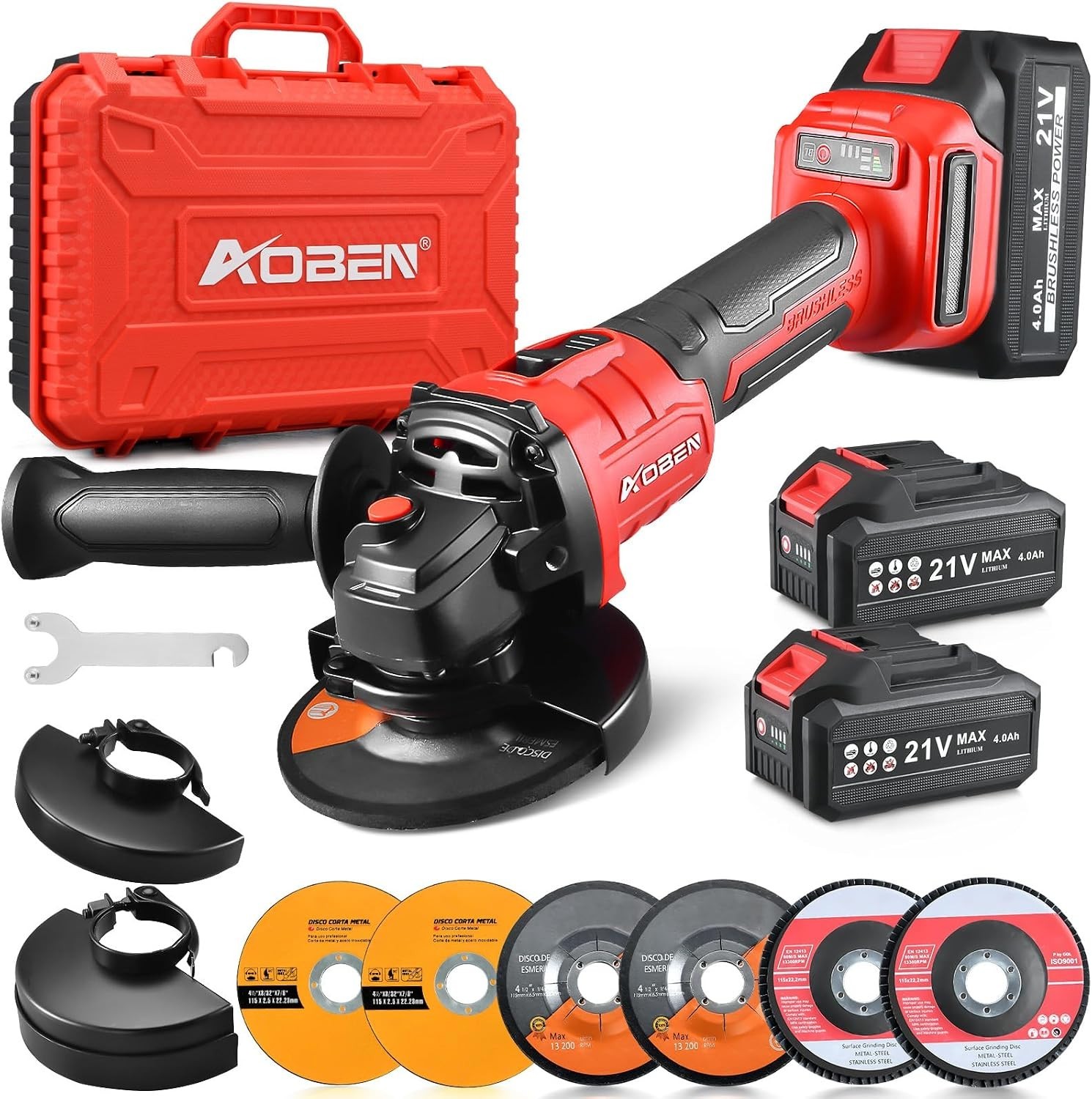 Brushless Motor 21V Cordless Angle Grinder - Ideal for Metal Cutting & Grinding