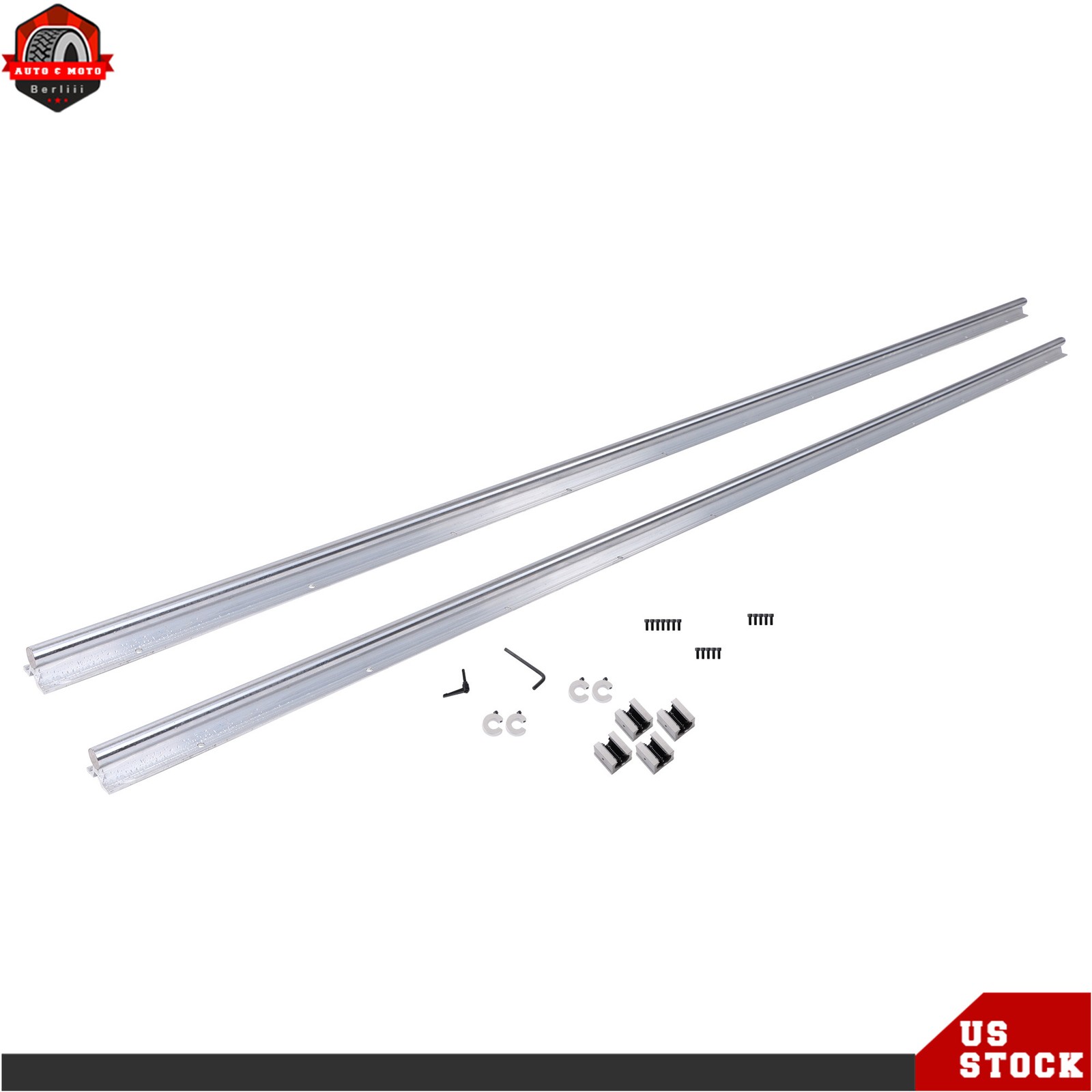 2× SBR20-2200mm Linear Rails & 4×SBR20UU Bearing Blocks + 4Pcs 20mm Fixing Rings
