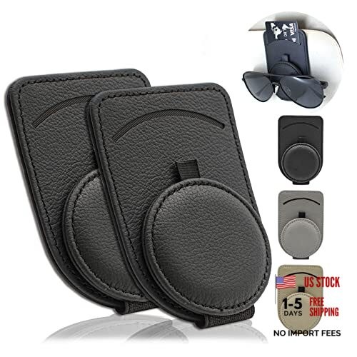 Black Magnetic Adsorbed Sunglass Holder for Car Visor - 2PC Black