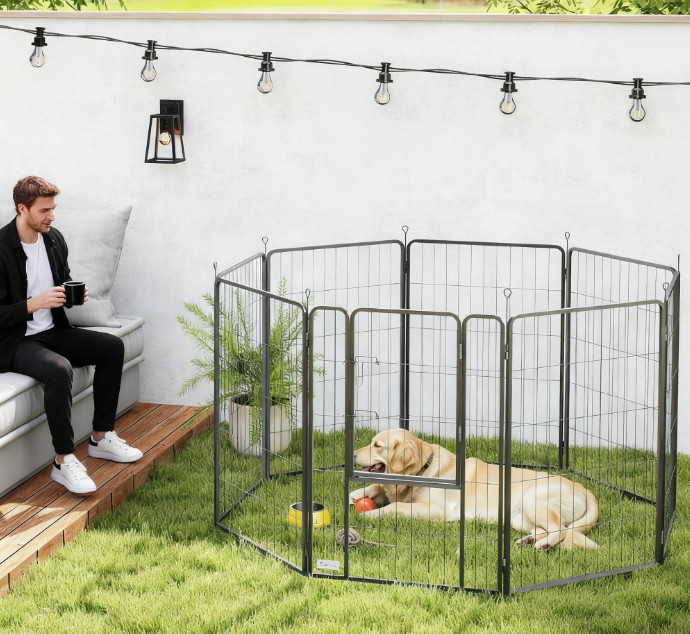 39 Inch Exercise Pen, 8 Panel Metal Pet Fence X