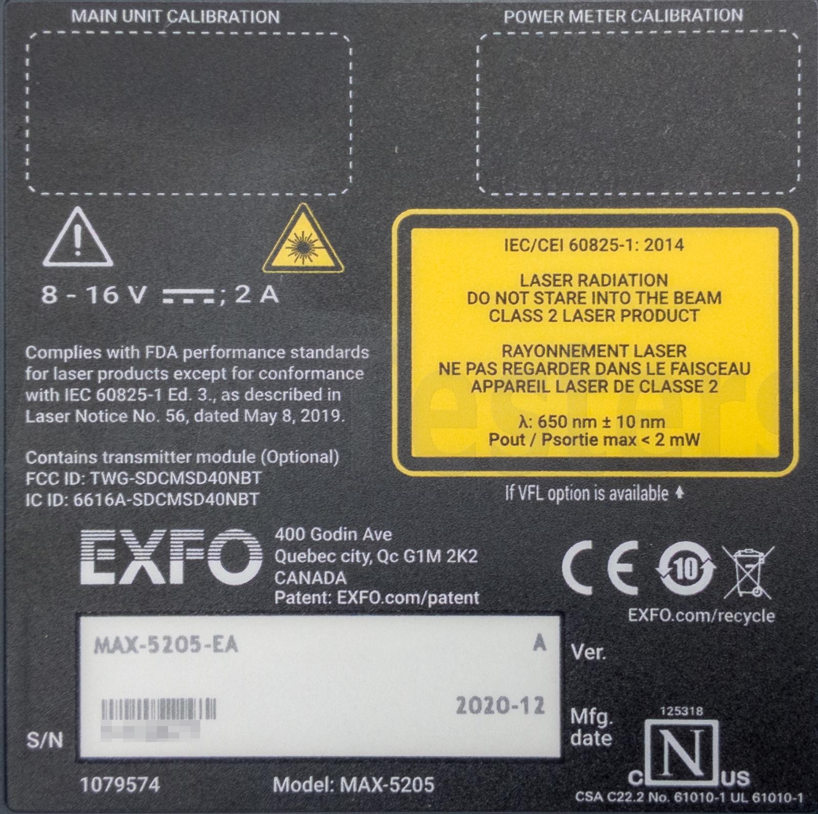 EXFO MAX-5205 MaxTester Simple DWDM Channel Checker FTBx-5205