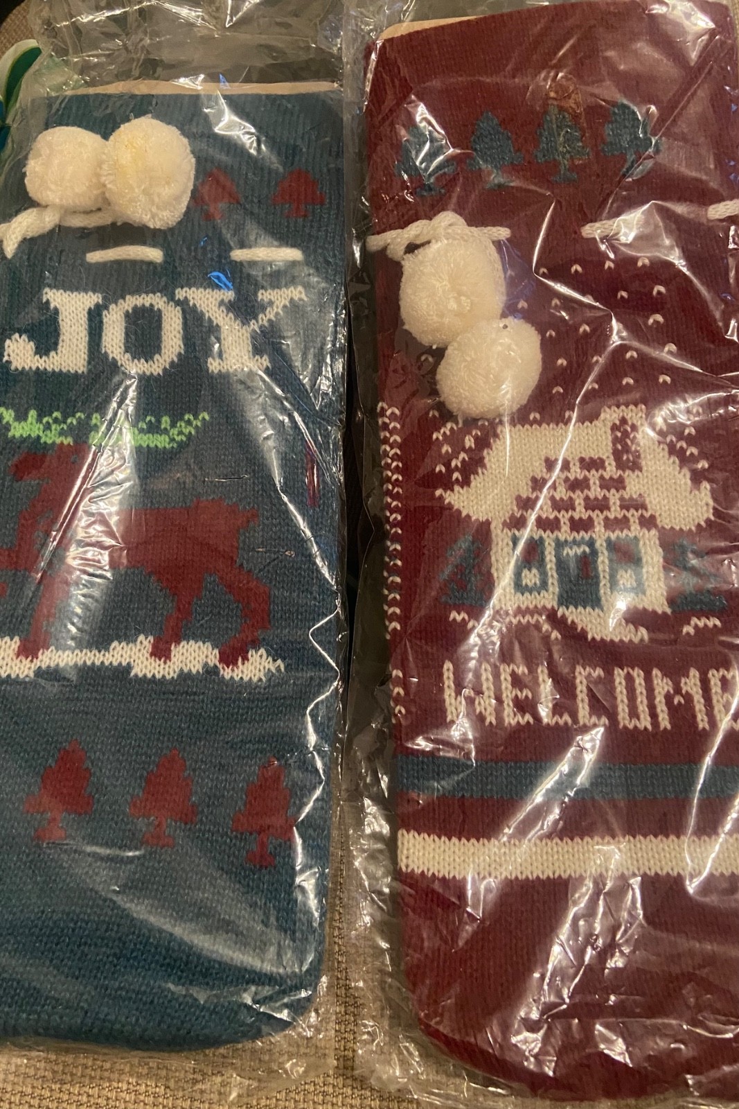 VTG Enesco Christmas Knit Wine Bottle Gift Wraps