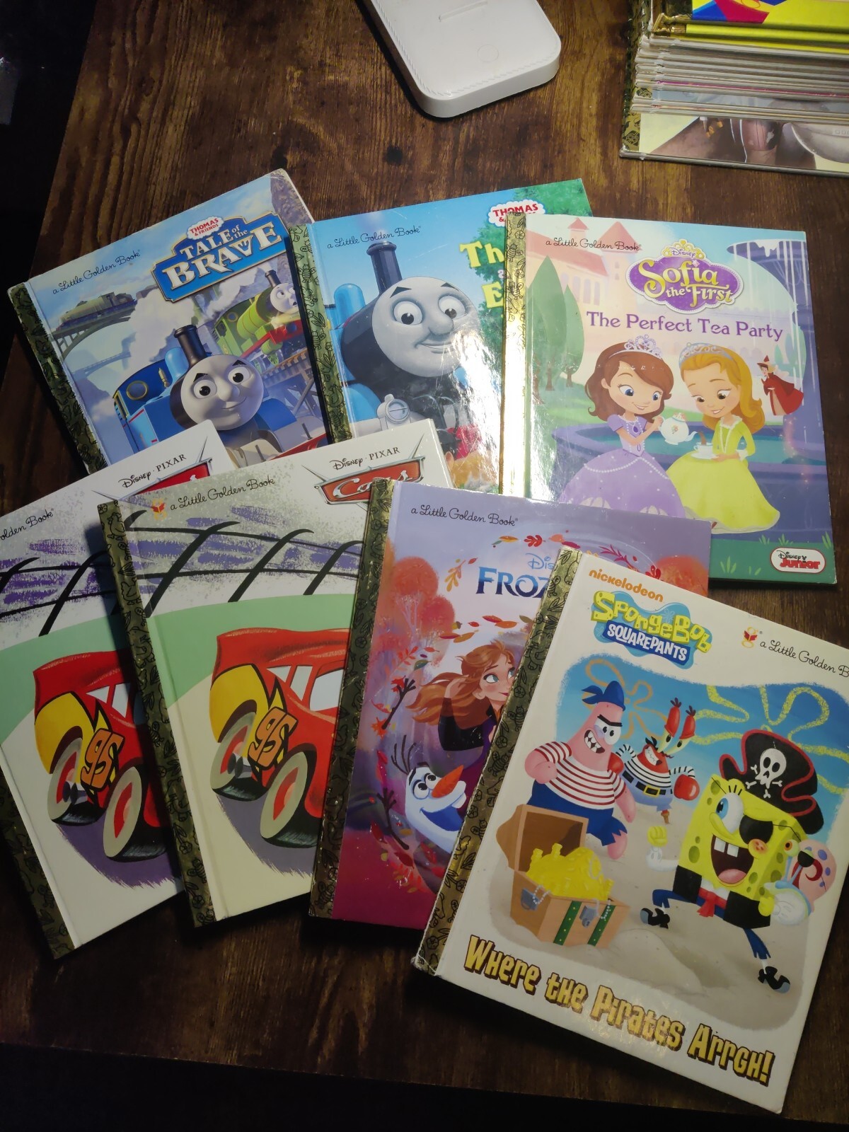 Lot Of 7 Little Golden Books - Thomas & Friends Sponge Bob Cars Frozen