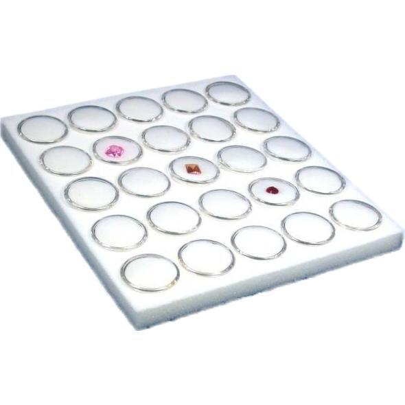 8 White 25 Gem Jars Display & Stackable Tray