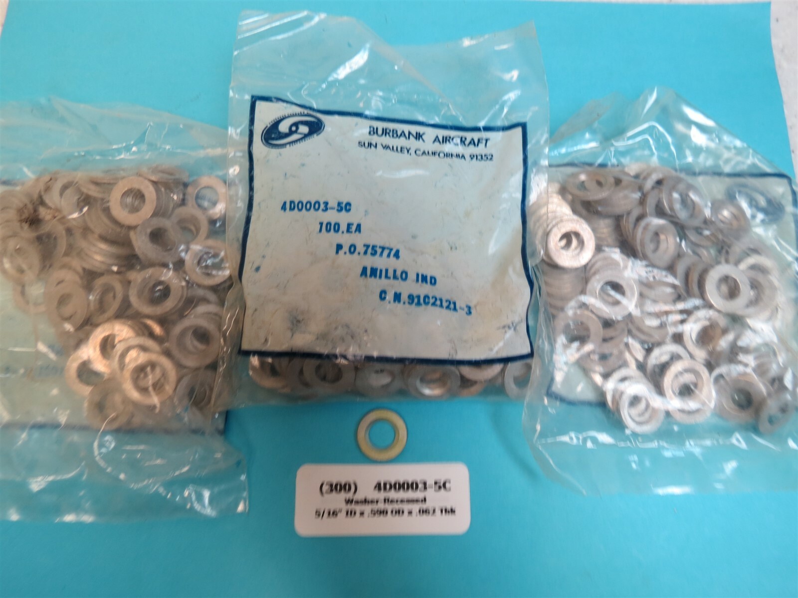 5/16” Recessed Countersunk Boeing 4D0003-5C Washers Aircraft Aerospace (300 ea)