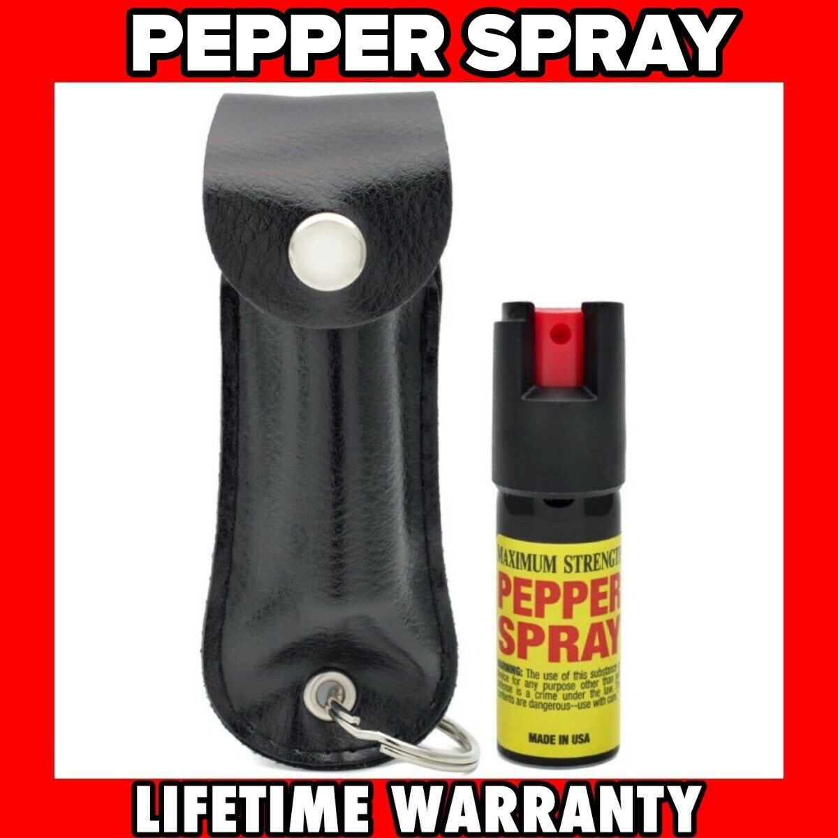 BLACK PEPPER SPRAY Maximum Strength + Holster Case Self Defense Security