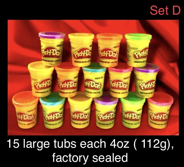 15 Piece PLAY-DOH By Hasbro-Large Tubs (4oz each) NOT MINI,variety Colors,sealed
