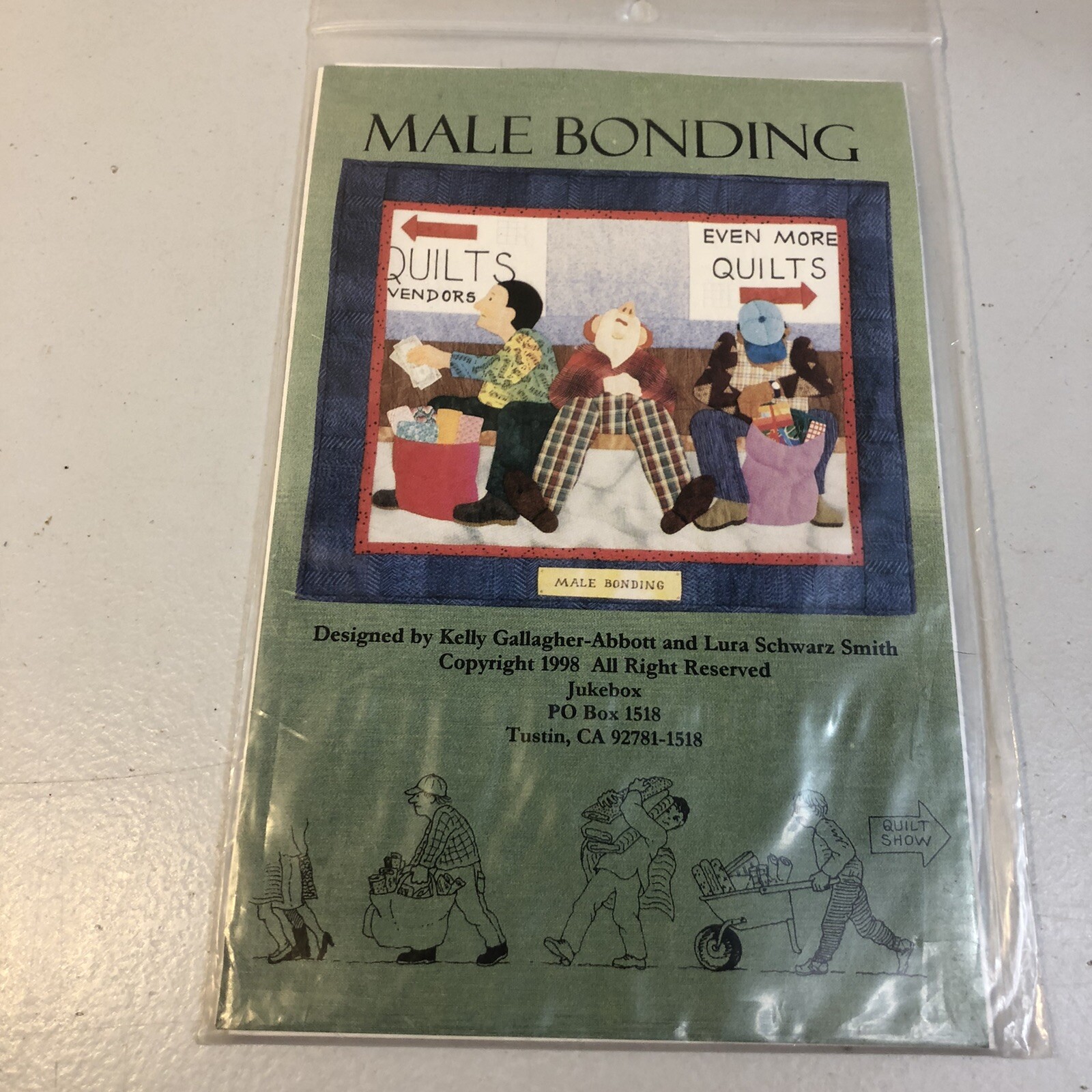 Male Bonding Applique Quilt Pattern 27.5" x 23.5" Jukebox
