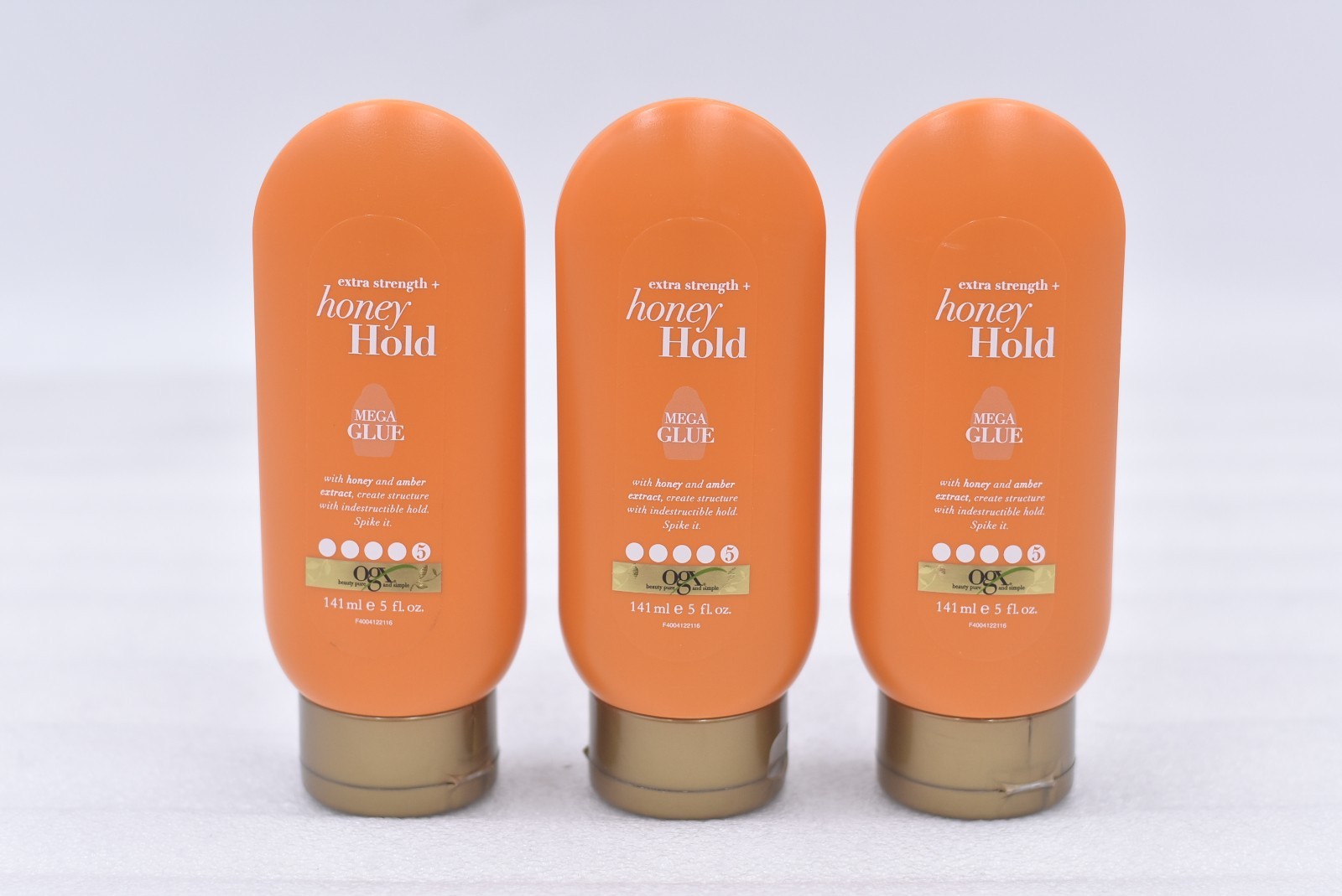 Lot of 3 OGX Xtra Strength + Honey Hold Mega Glue 5oz