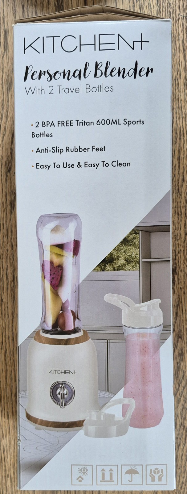 Kitchen+ Personal Blender SS Ice Crushing Blades Sport Bottles Portable New  EB5