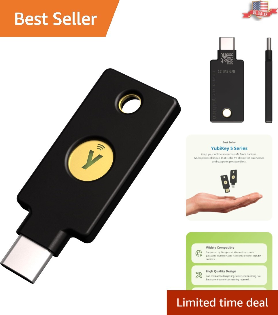 Portable YubiKey 5C NFC - Trusted 2FA Security for Mobile & Desktop Devices