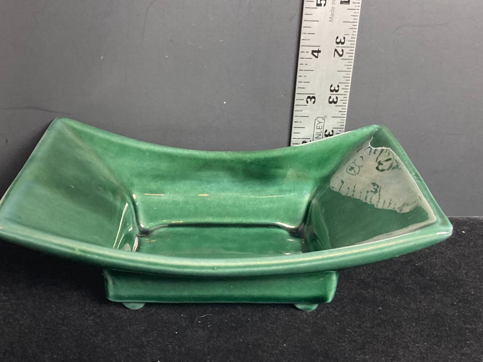 Hull #422-USA  4.5" x 7" Rectangle Dish Pottery Green Planter