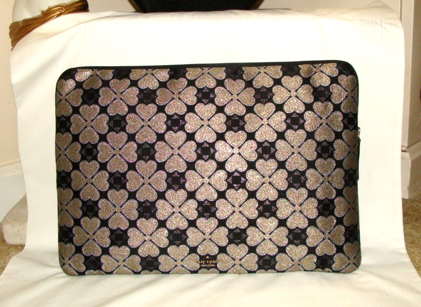 Kate Spade Padded Odette/Clover Universal Laptop Sleeve Metallic Gold & Black