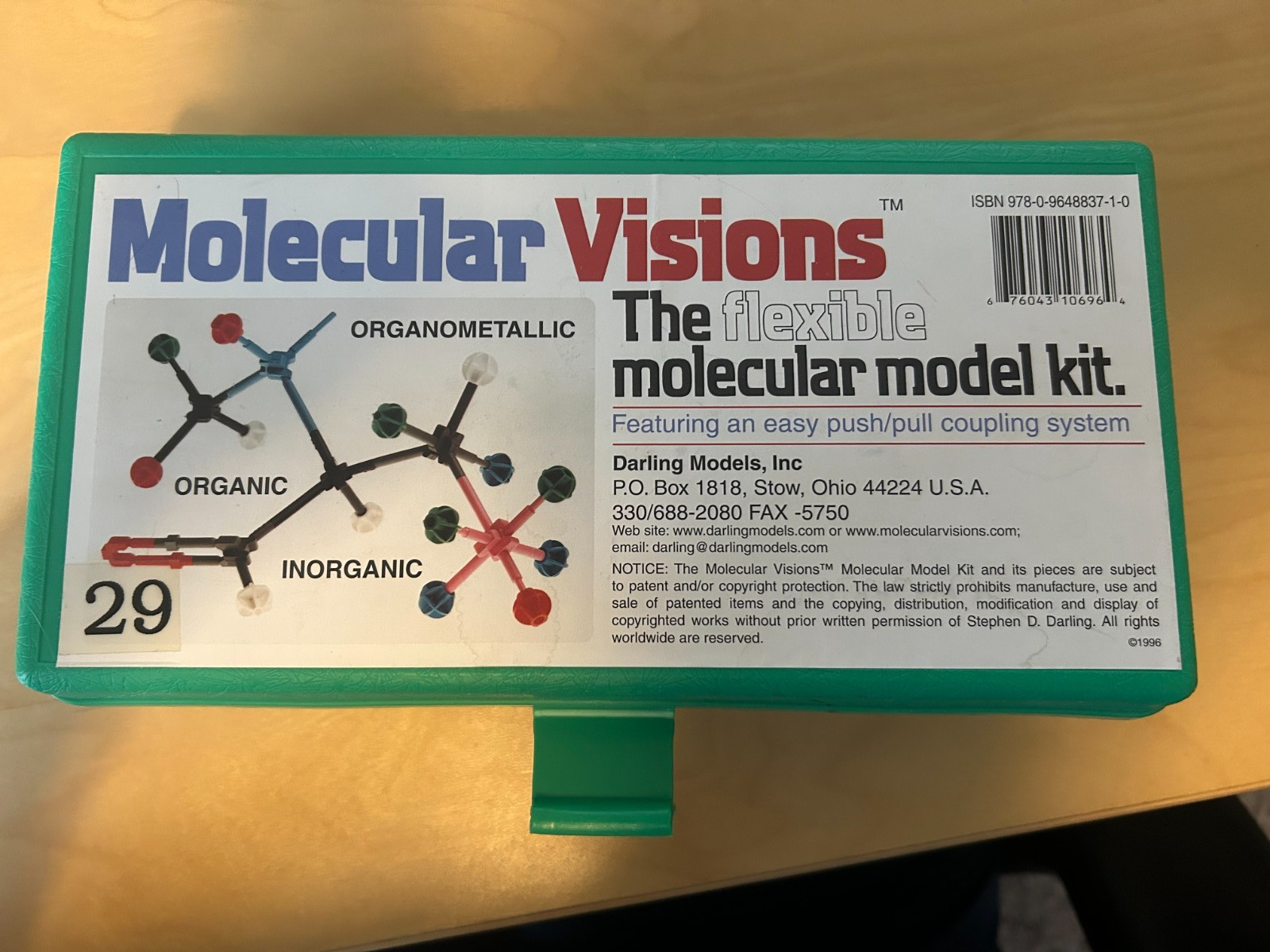 Molecular Visions Flexible Molecular Model Kit 1996 Edition