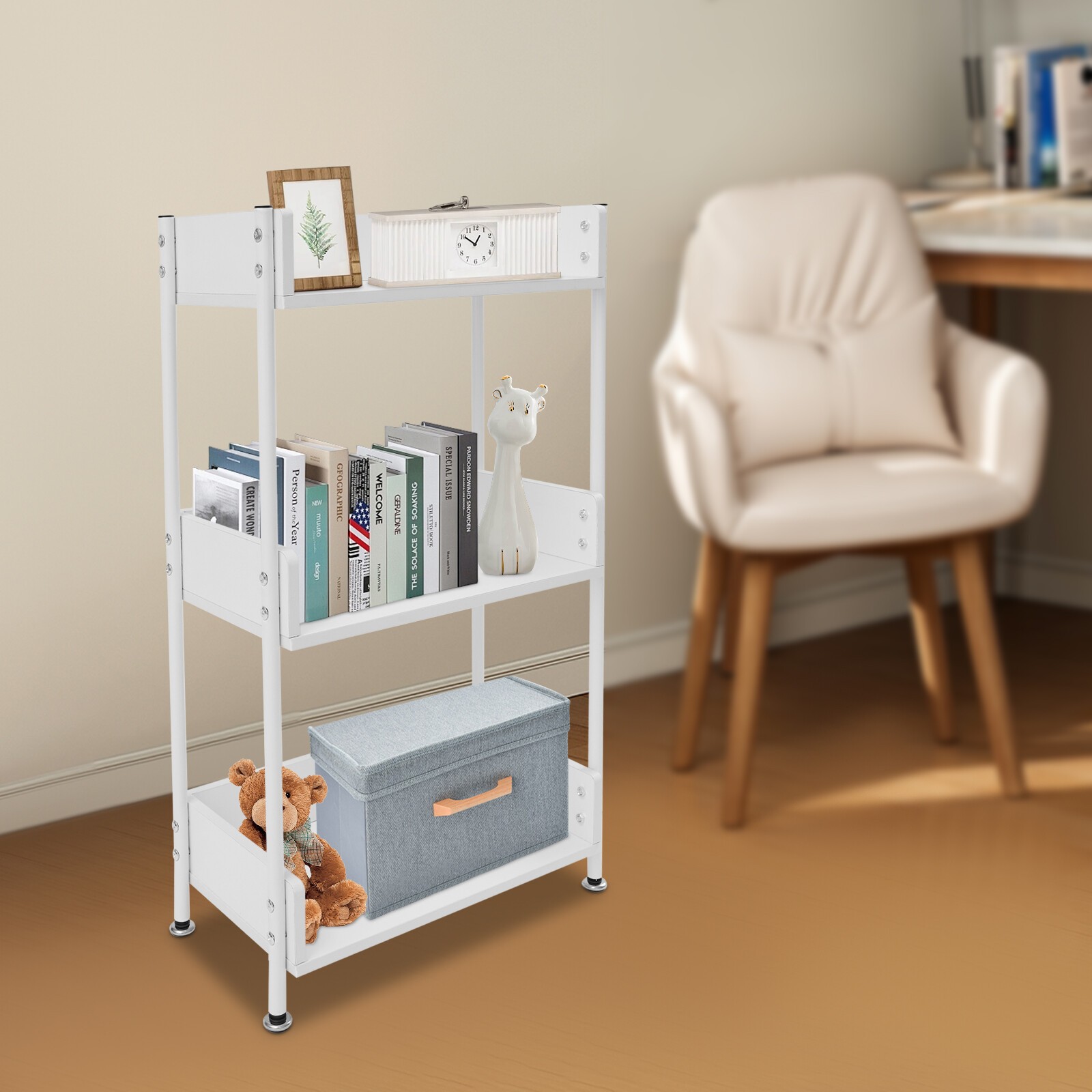 3 Tier Portable Bookshelf Bookcase For Small Space Dorm Open Three Shelf Display