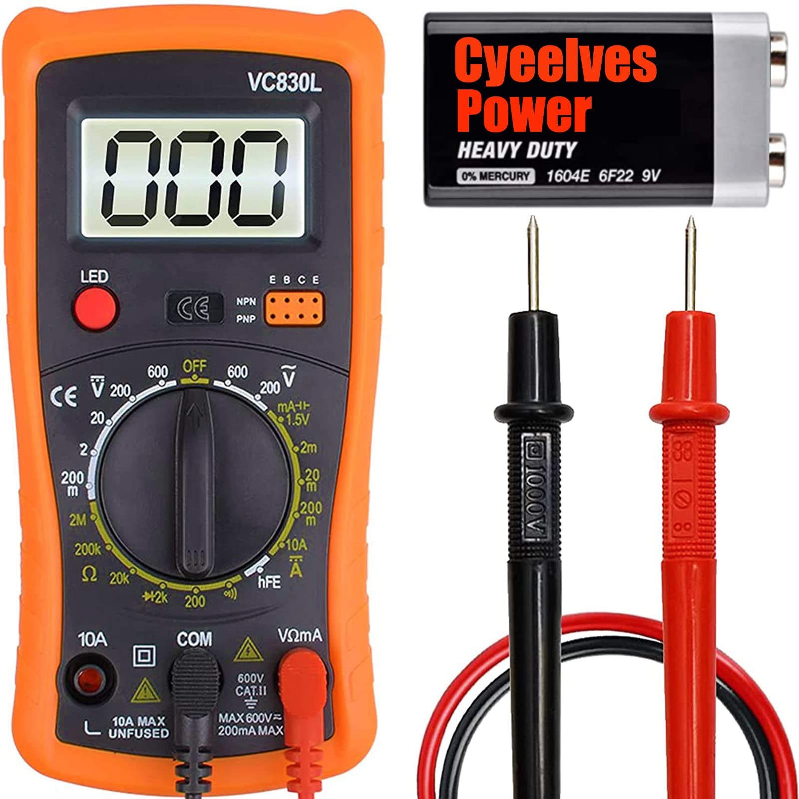 Cyeelves Digital Multimeter, Multimeter AC DC Voltmeter & Ohm Volt Amp Tester