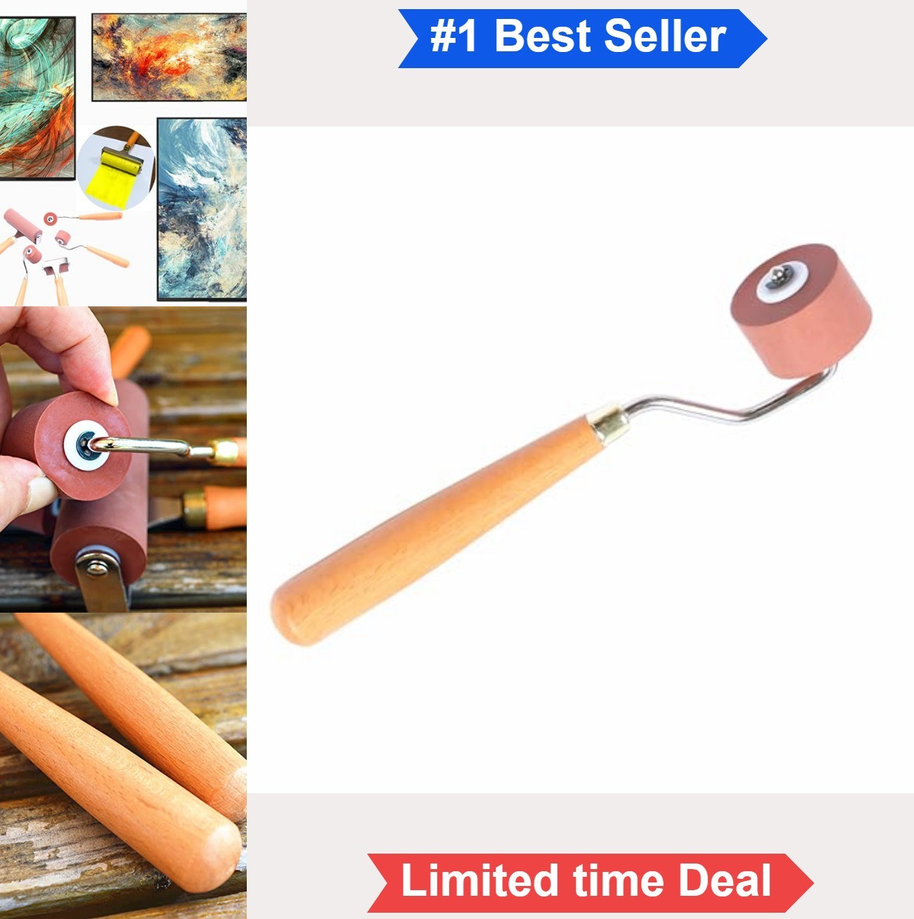 Rubber Brayer Roller 0.8 Inch for Printmaking Craft Stamping Inking Block Wood