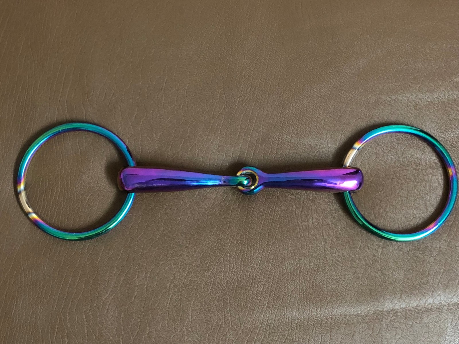 Rainbow Multi Color Loose Ring Snaffle Horse Bit Stainless Steel Tack Equestrian