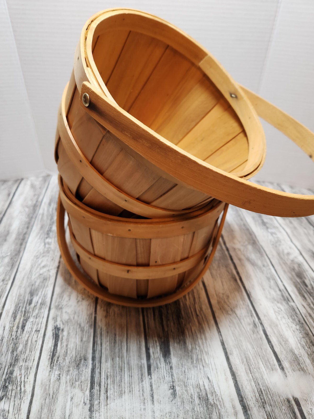 Bushel Style Baskets with Handle - 9 1/4” round top, 6 1/4” deep, 13” Height