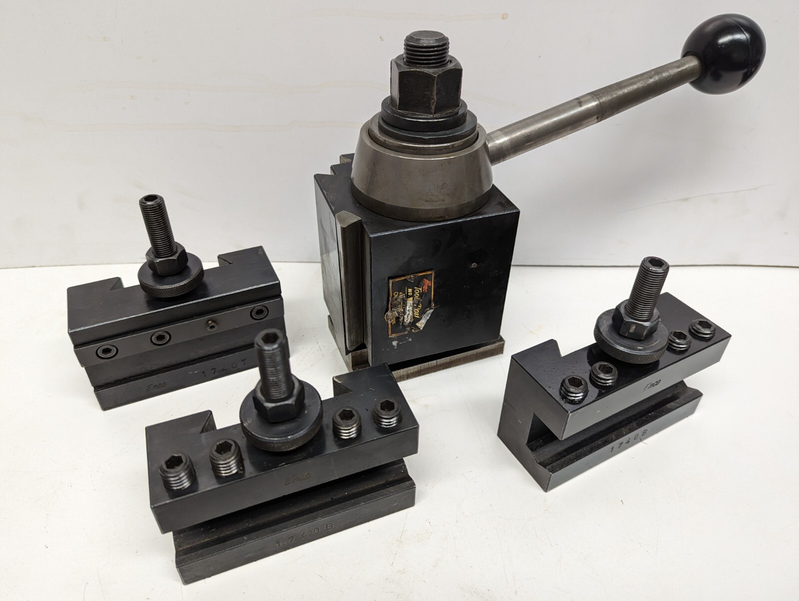 Used Enco 1740 Tool Post & (3) Holders for 14" to 20" Lathe, CA