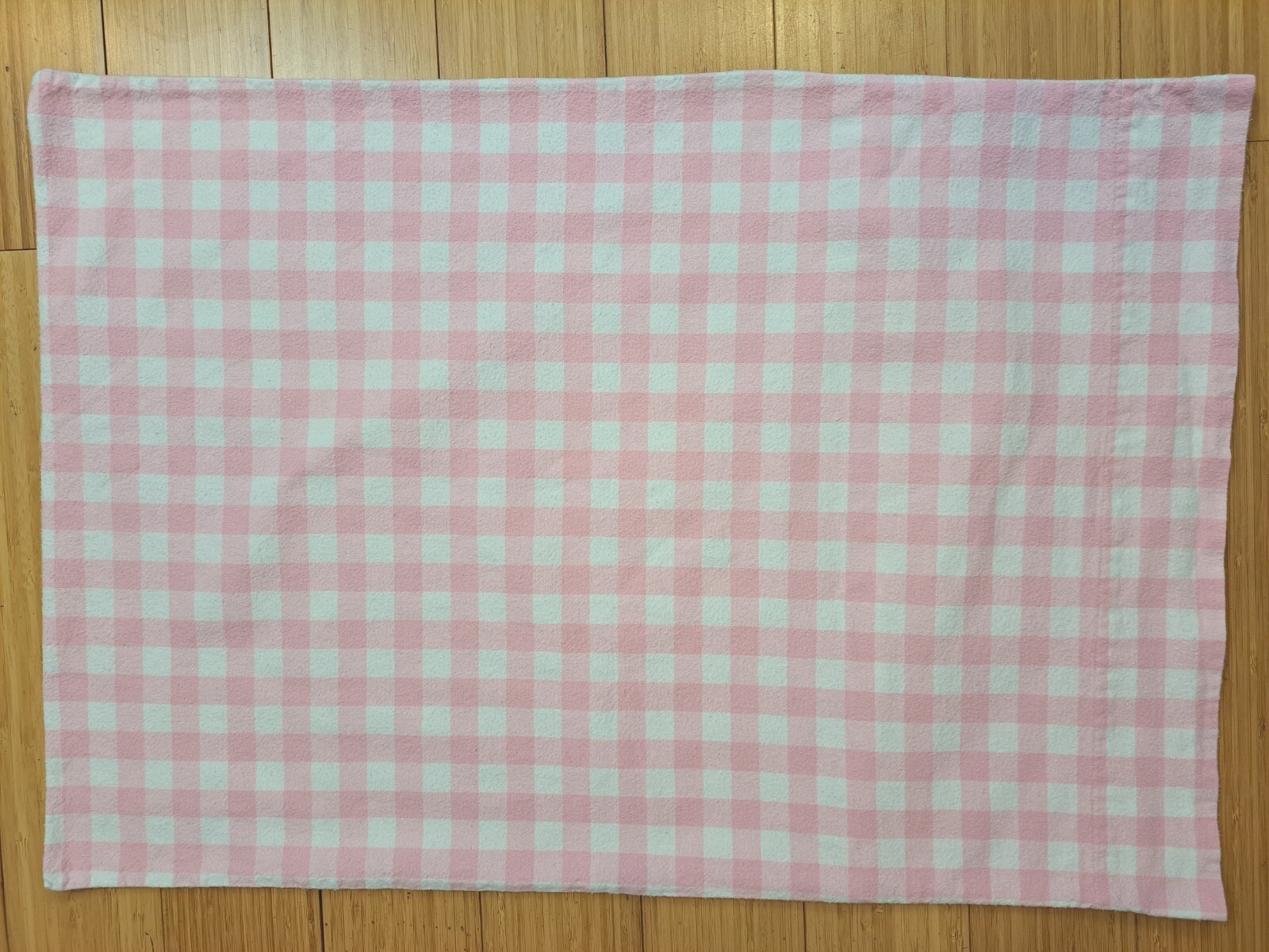 Pottery Barn Kids Std. Pillowcase Organic Cotton Flannel Pink White Check 1pc.