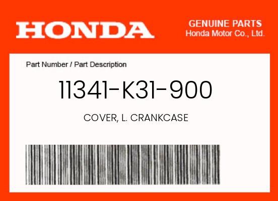 Honda Genuine Cover, L. Crankcase - 11341-K31-900