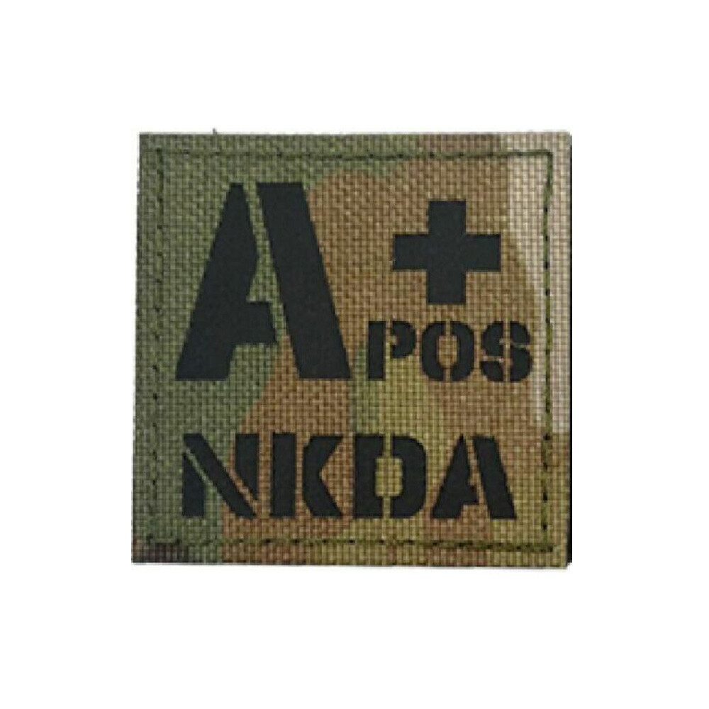 Reflective IR Blood Type A+ POS Tactical Hook Loop Patch Fastener Badge CP