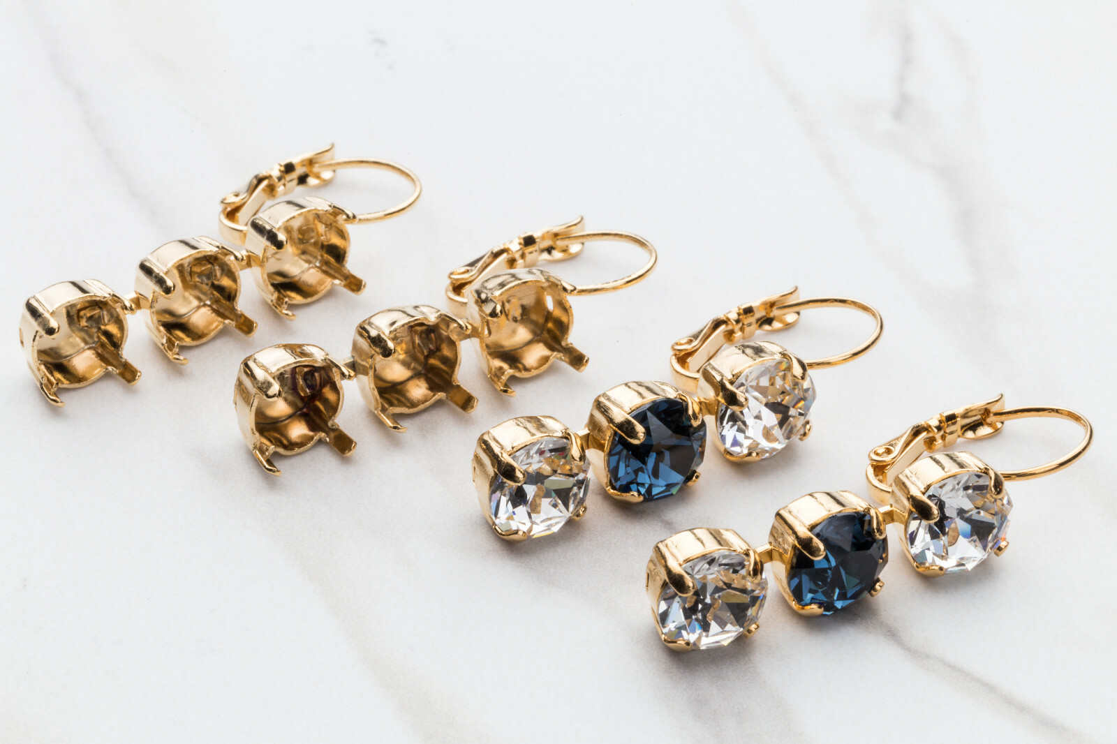 8.5mm | Three Setting Drop DIY Earring Bases | (EE 6)