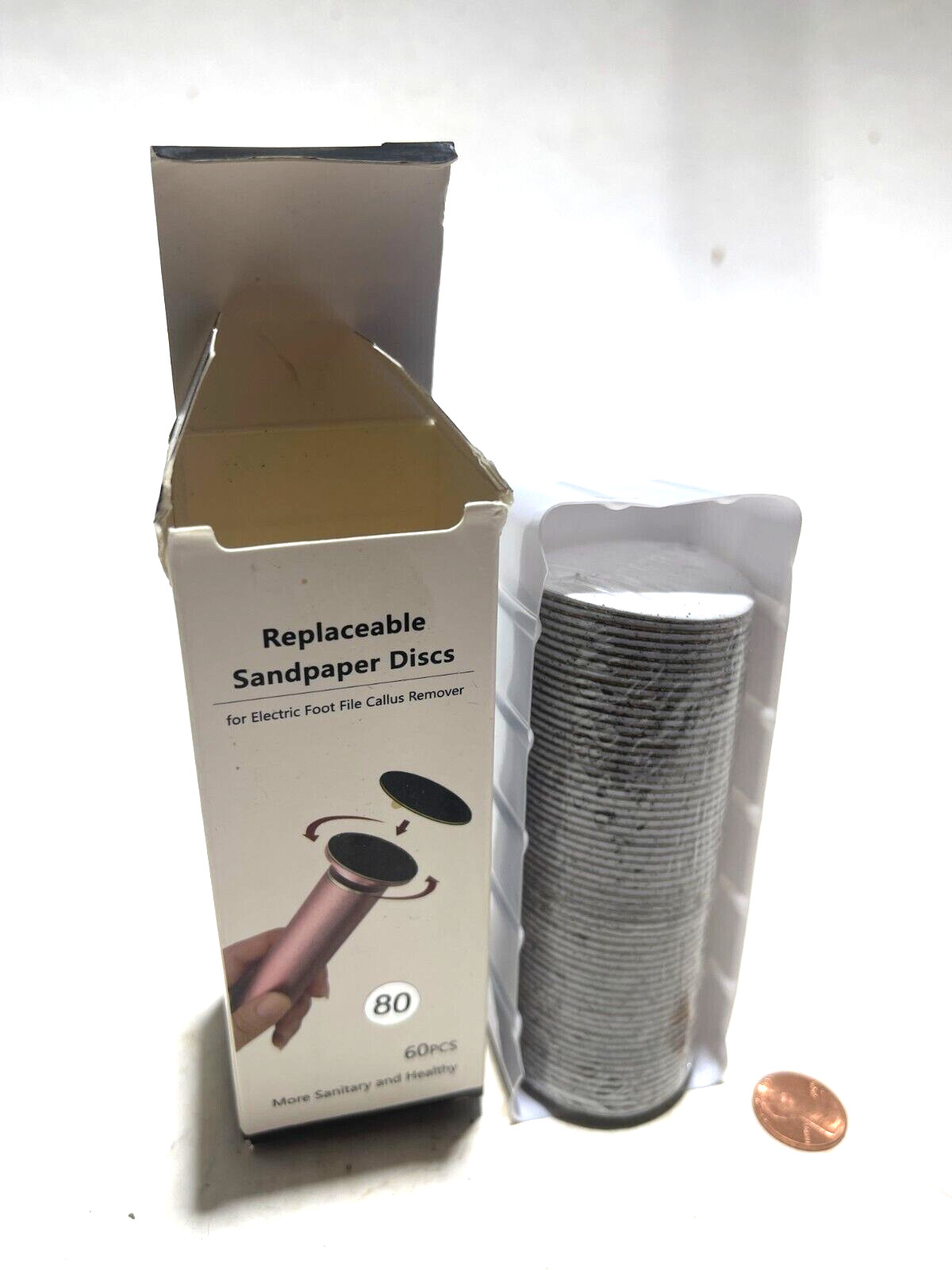 60pcs Replaceable Sandpaper Refill Discs For Electric Foot File 80 Grit