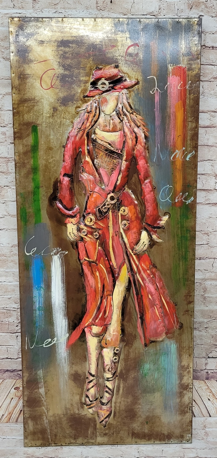 Modern Girl in Red Dress Fashion Portrait Artwork 3D Handmade Figure
