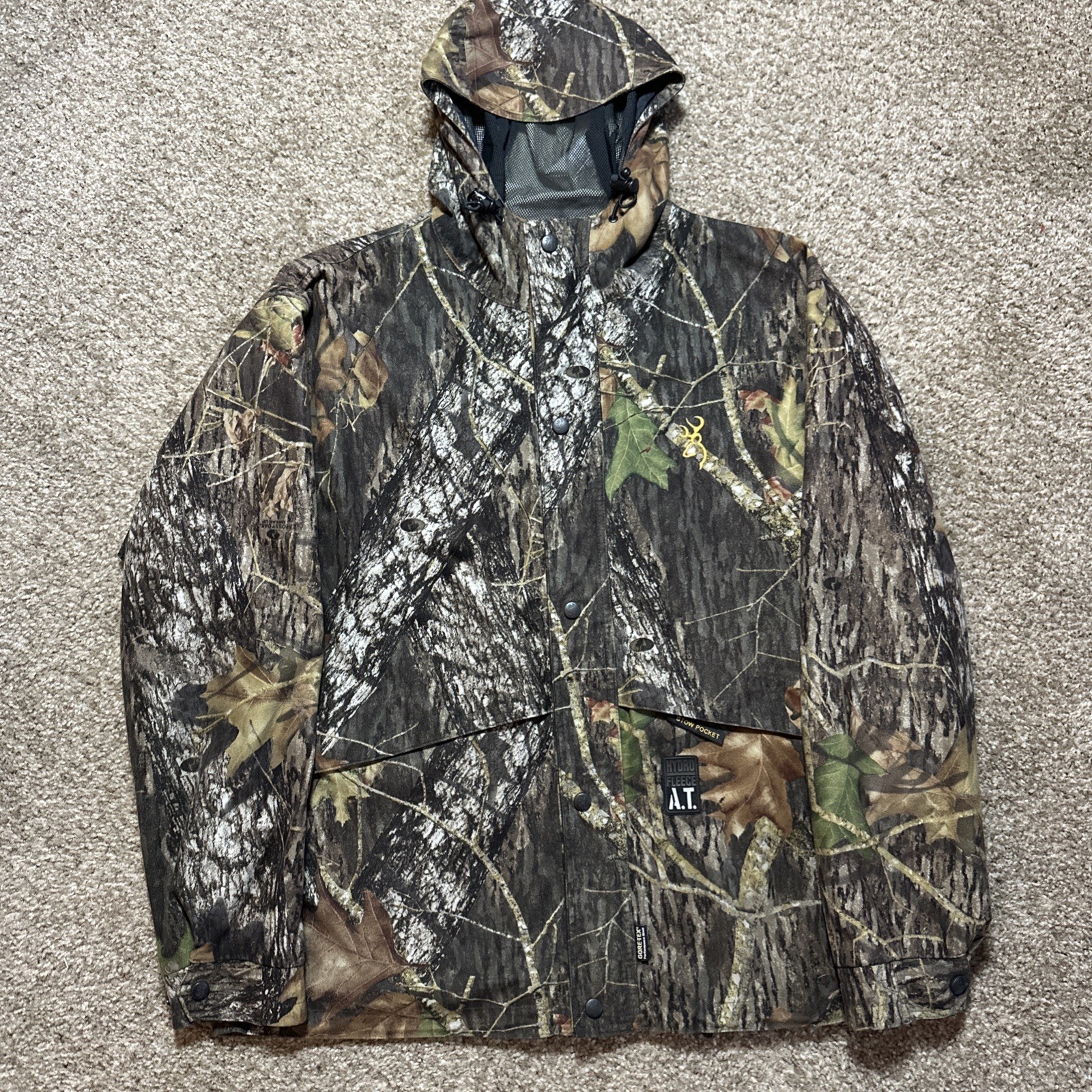 Browning Hydro Fleece A.T. Mossy Oak Camp Goretex Hunting Jacket Men’s Large
