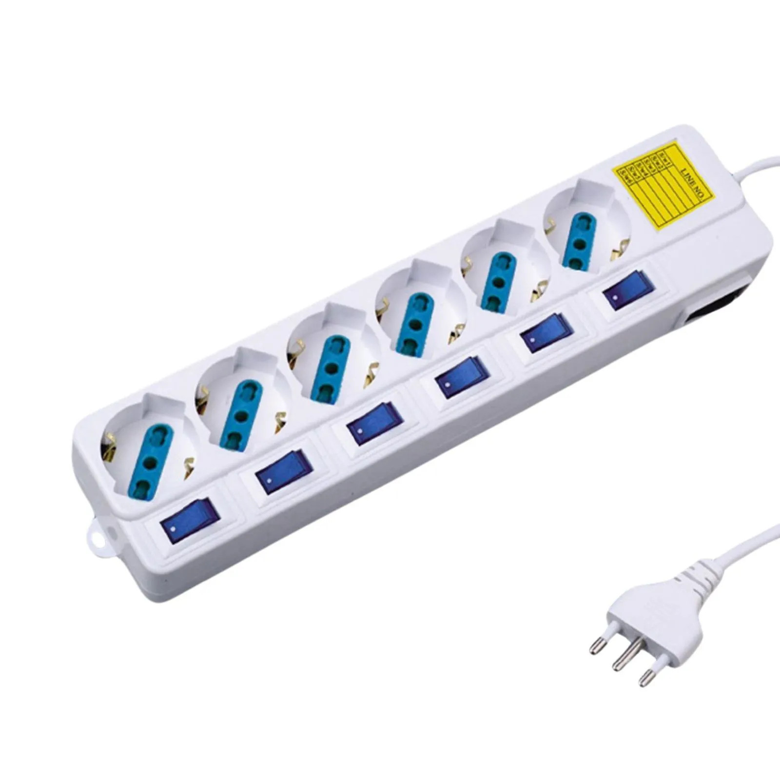 Electric Slipper Multi Outlet With 6 Seater Schuko 10/16A Outlets + 7 O Switches