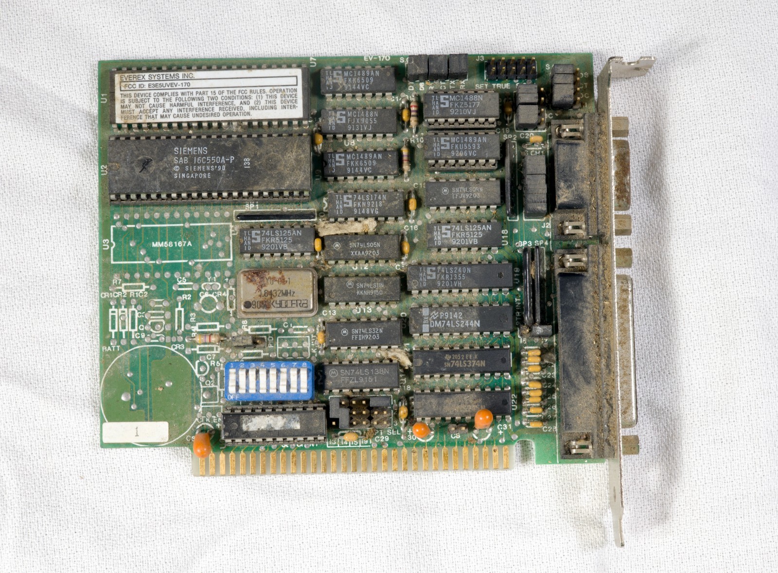 Vintage Everex EV-170 serial parallel I/O controller 8 bit ISA ISAE02
