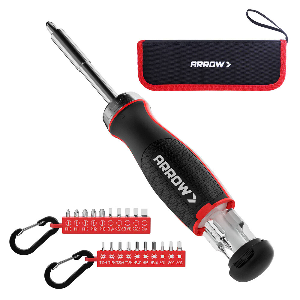 ARROW 27-IN-1 Multi Bit Ratcheting Screwdriver Phillips Slotted Torx Square Bits