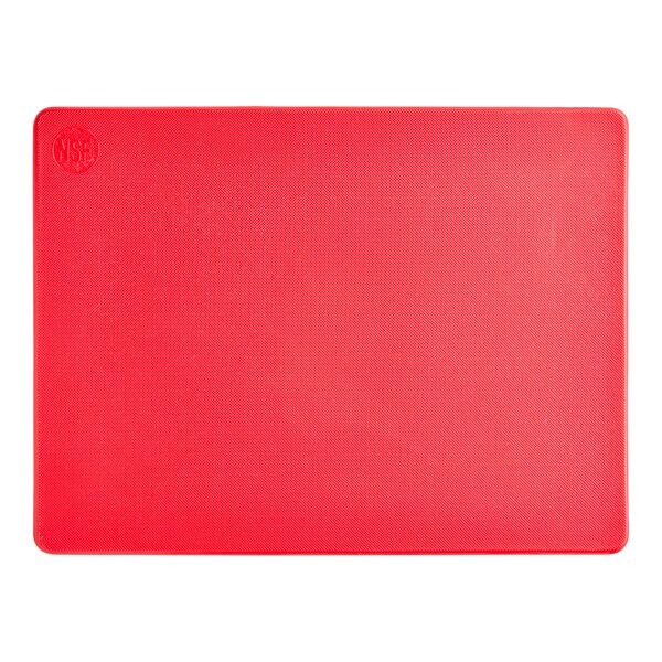 20" x 15" x 1/2" Red Polyethylene Cutting Board - NSF Listed and BPA Free